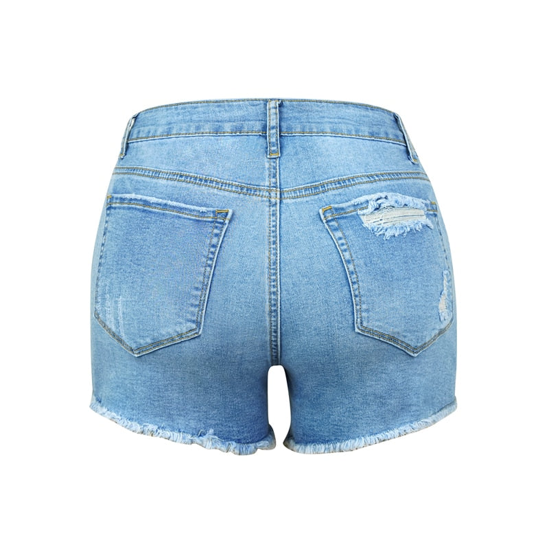 Elastic Women's Denim Shorts - Horizon Bliss