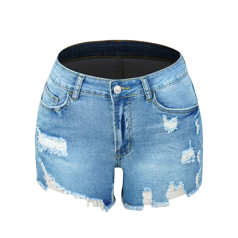 Elastic Women's Denim Shorts - Horizon Bliss