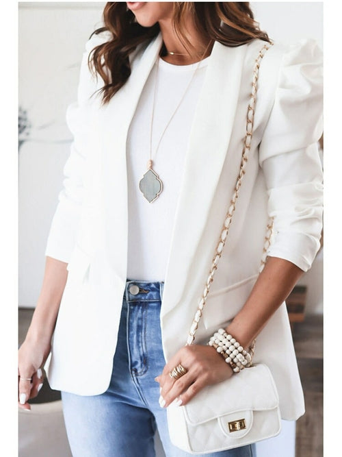 Jacket Blazers Coat Ruff Sleeve Loose White Casual Blazers - Horizon Bliss