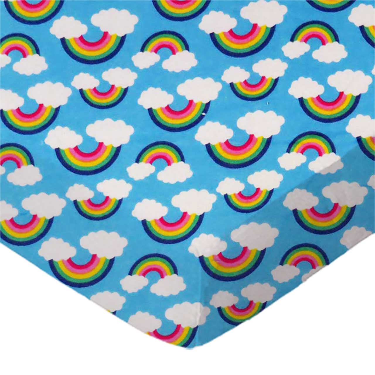 SheetWorld Fitted Cradle Sheet - 100% Cotton Flannel - Rainbows Blue, - Horizon Bliss