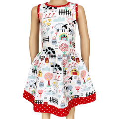 AnnLoren Little & Big Girls Farm Animal Sleeveless Cotton Swing Dress - Horizon Bliss