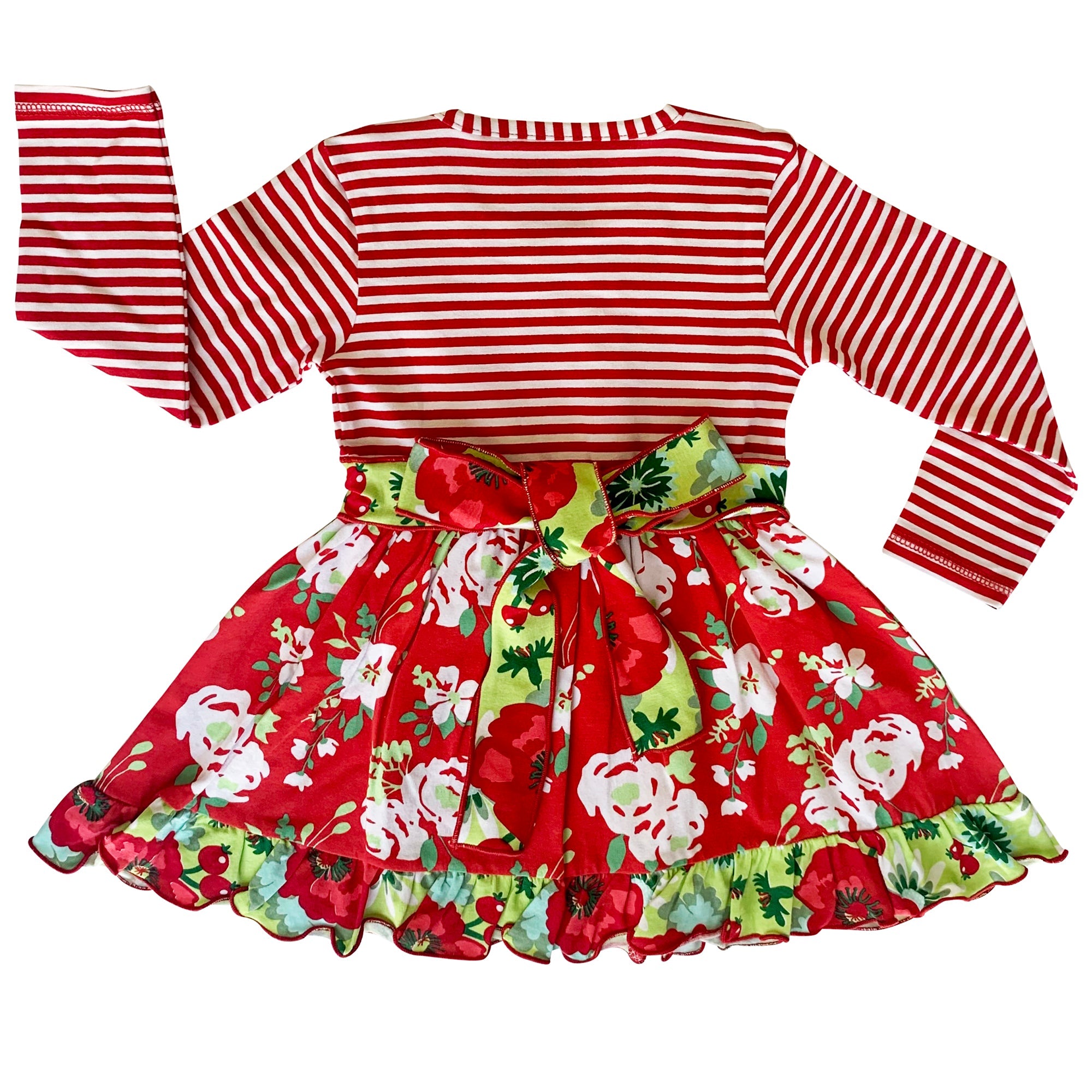 AnnLoren Little & Big Girls Boutique Red Christmas Floral Holiday - Horizon Bliss