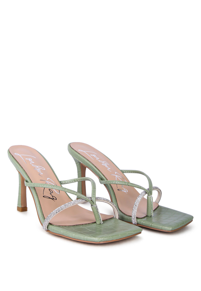 fetish croc rhinestone strap sandals - Horizon Bliss