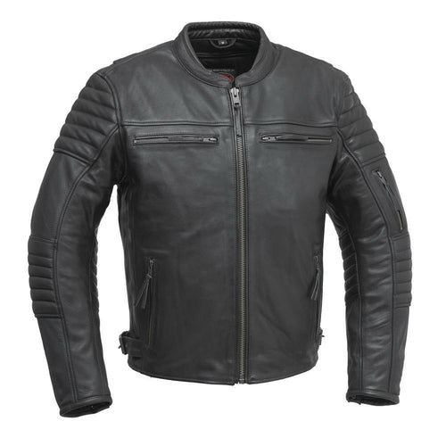 Commuter - Men's Motorcycle Leather Jacket (Black) - Horizon Bliss