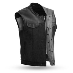 49/51 Men's Denim & Leather Combo Vest - Horizon Bliss