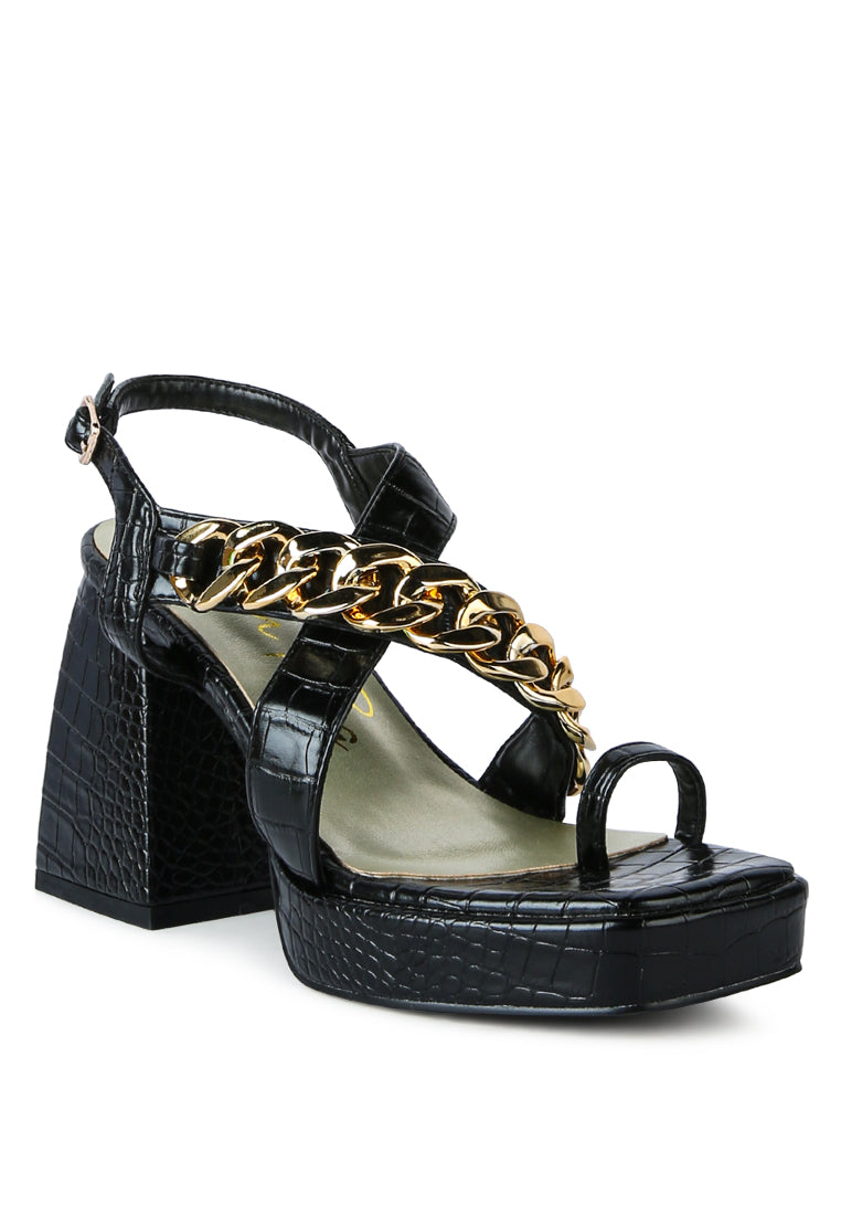 frecklin metal chain block heel sandals - Horizon Bliss