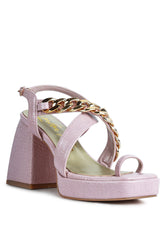 frecklin metal chain block heel sandals - Horizon Bliss