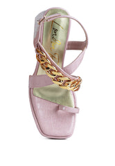 frecklin metal chain block heel sandals - Horizon Bliss