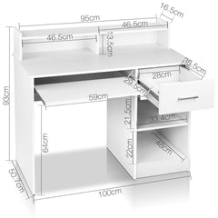 Artiss Office Computer Desk with Storage - White - Horizon Bliss