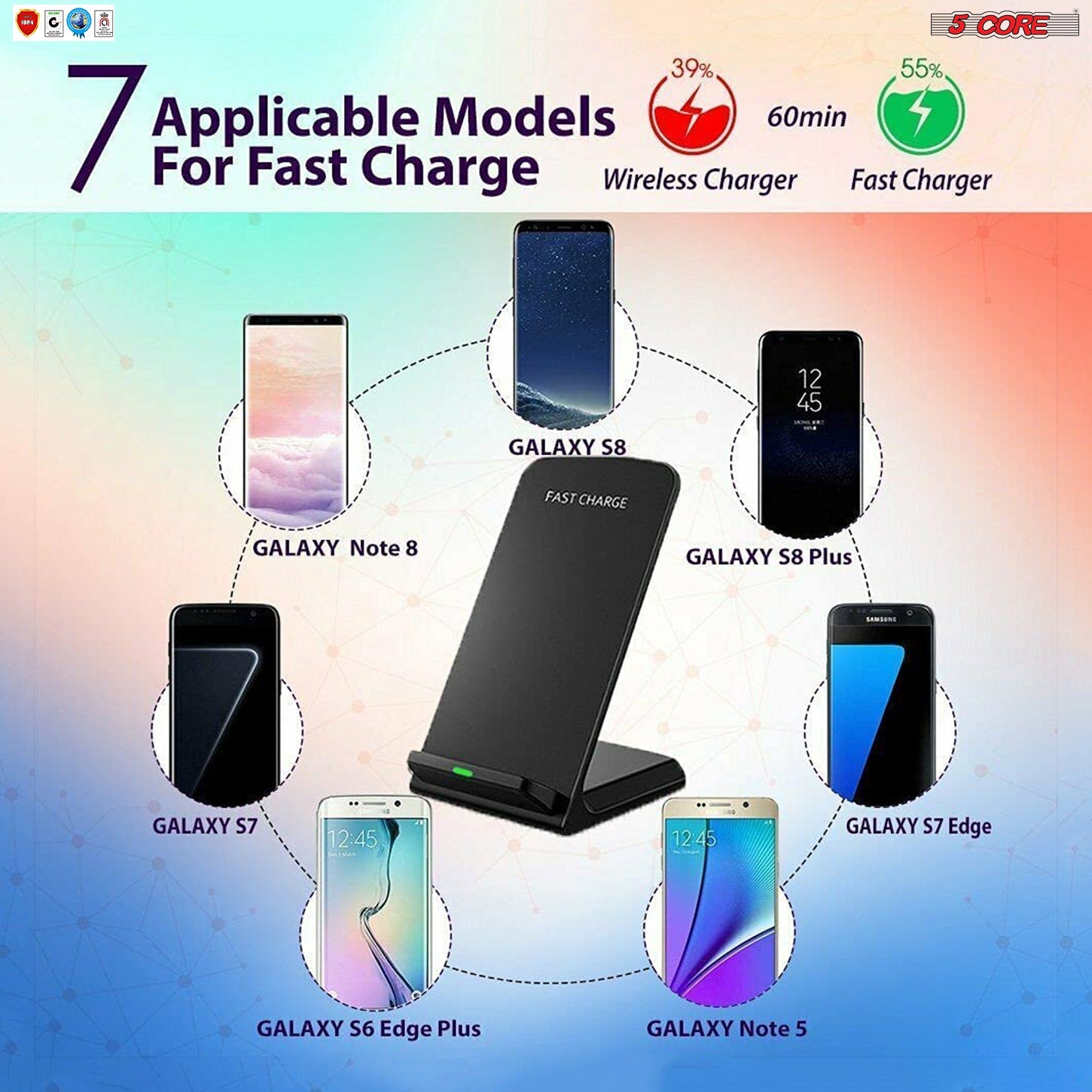 5 Core Wireless Charger, 10W Max Wireless Charging Stand, Qi Wireless