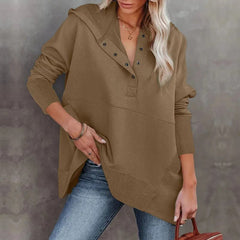 Simple Button Thickened Loose Sweatshirt - Horizon Bliss