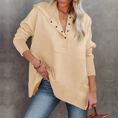 Simple Button Thickened Loose Sweatshirt - Horizon Bliss