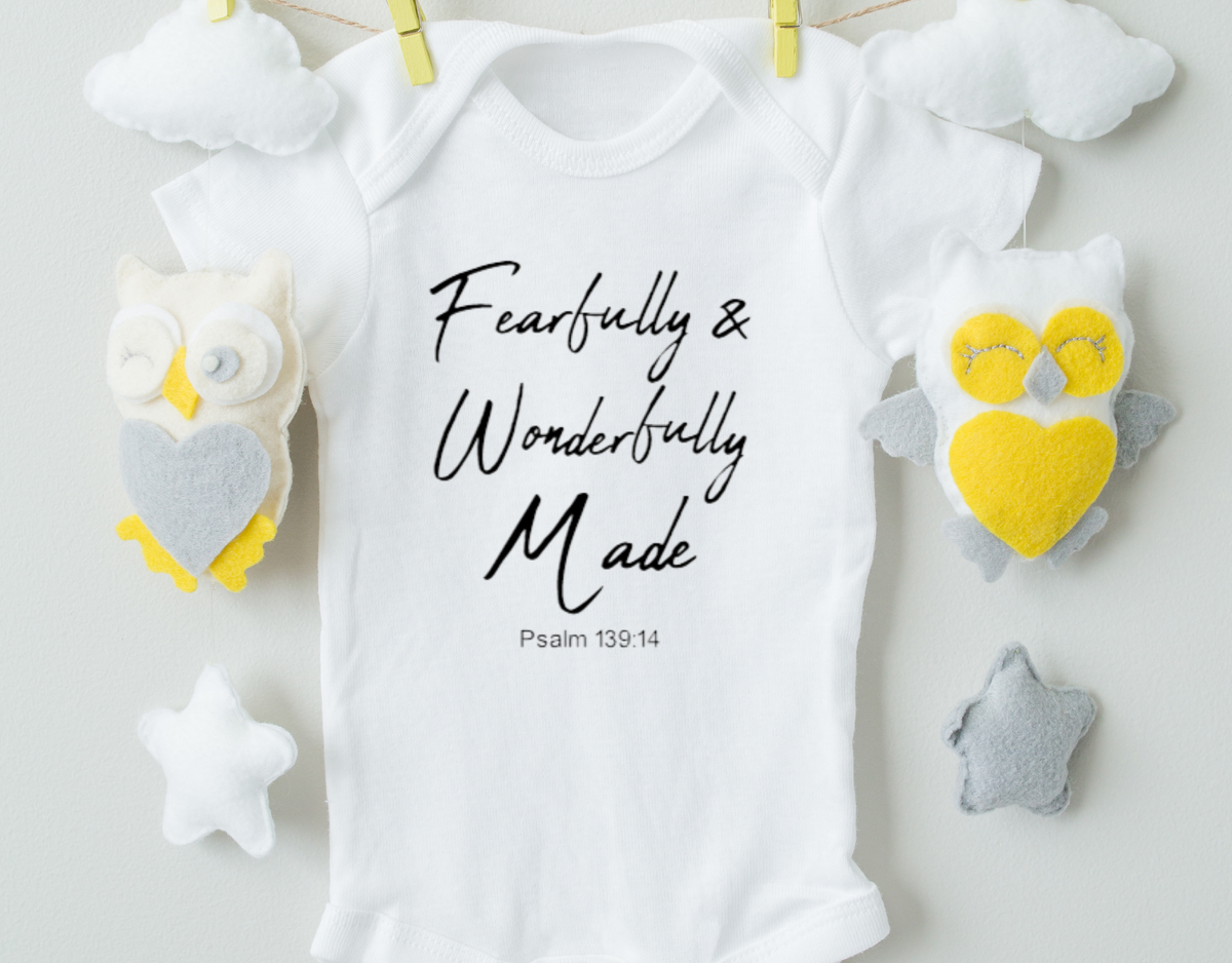 Fearfully and Wonderfully Made Cotton Baby Bodysuit - Horizon Bliss