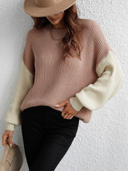 Patchwork Oversize Women's Sweater Pullover - Horizon Bliss