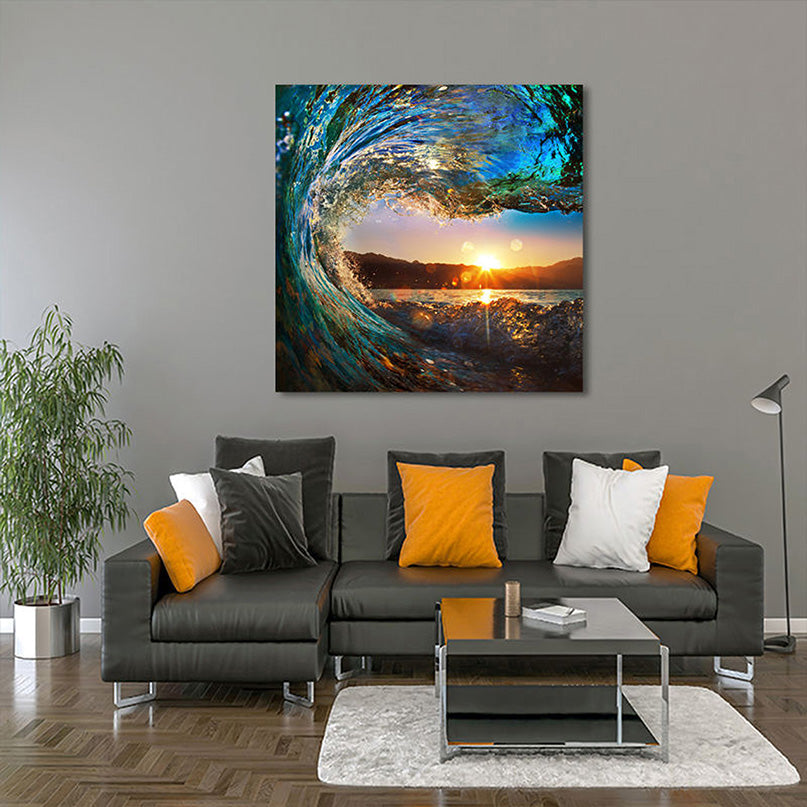 Flamboyant Ocean Wave Acrylic Panel Wall ArtC - Horizon Bliss