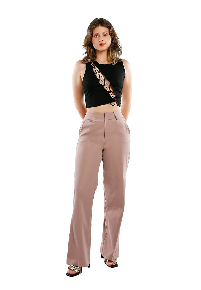 flared hem high waist pants - Horizon Bliss