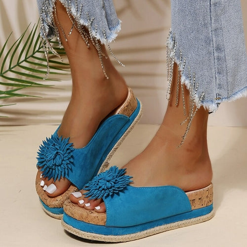 Flowers Platform Slippers Women Flats Sandals - Horizon Bliss