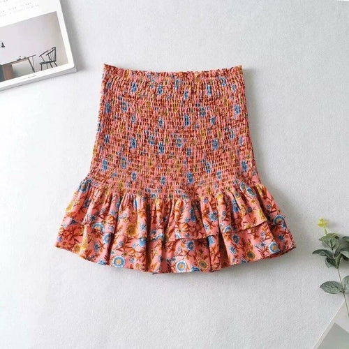 Floral Print Cute Boho Skirts Womens Summer High Waist Ruffle Bodycon - Horizon Bliss