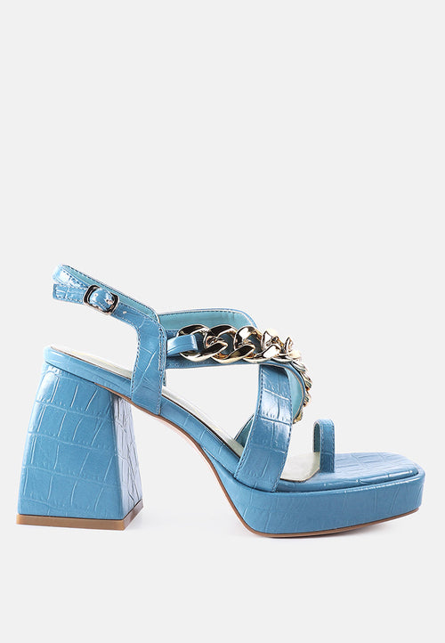 frecklin metal chain block heel sandals - Horizon Bliss