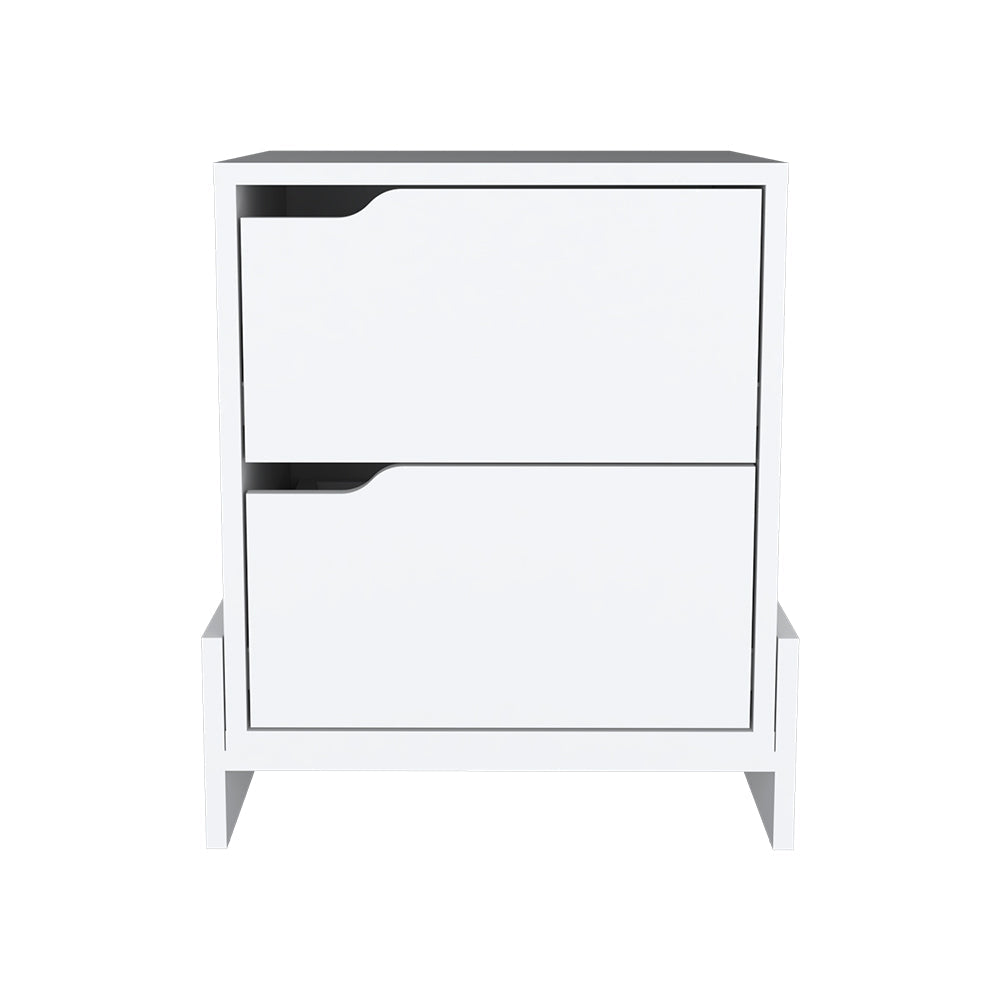 Nightstand Brookland, Bedside Table with Double Drawers and Sturdy - Horizon Bliss