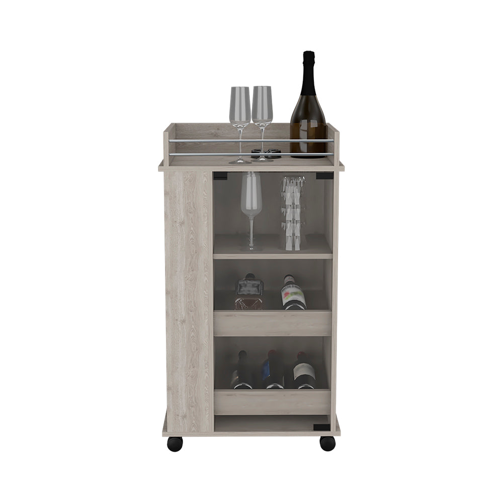 Bar Cart with Two-Side Shelves Beaver, Glass Door and Upper Surface, - Horizon Bliss