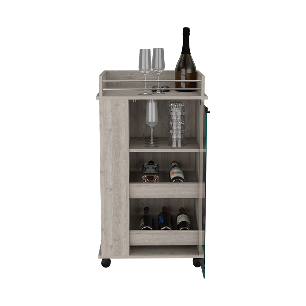 Bar Cart with Two-Side Shelves Beaver, Glass Door and Upper Surface, - Horizon Bliss