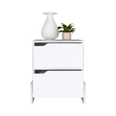 Nightstand Brookland, Bedside Table with Double Drawers and Sturdy - Horizon Bliss