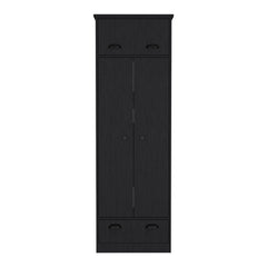 Armoire with Two-Doors Dumas, Top Hinged Drawer and 1-Drawer, Black - Horizon Bliss