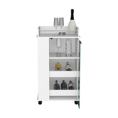 Bar Cart with Two-Side Shelves Beaver, Glass Door and Upper Surface, - Horizon Bliss