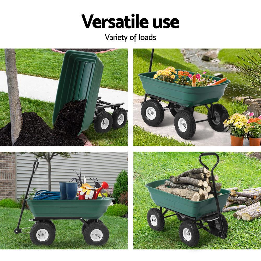 Gardeon 75L Garden Dump Cart - Green - Horizon Bliss