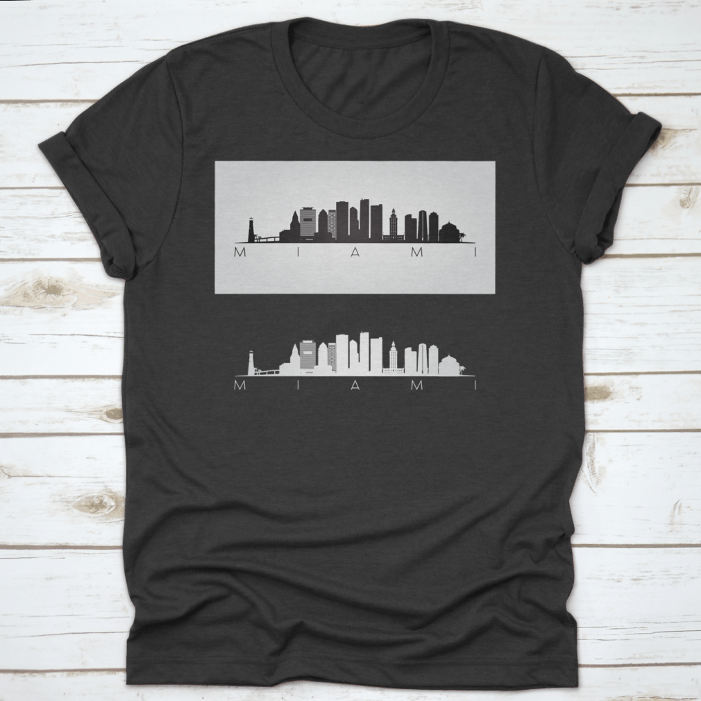 Miami Usa Skyline And Landmarks Silhouette, Black And White Design, - Horizon Bliss