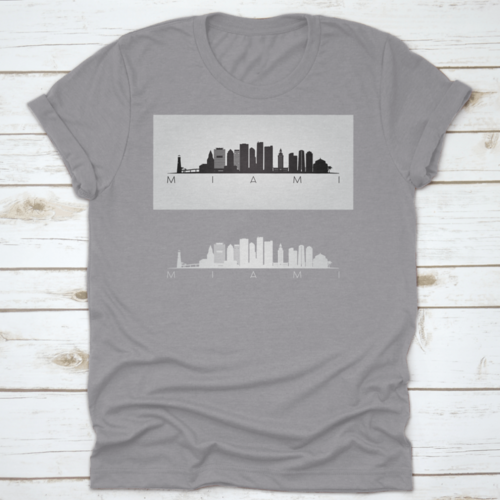 Miami Usa Skyline And Landmarks Silhouette, Black And White Design, - Horizon Bliss