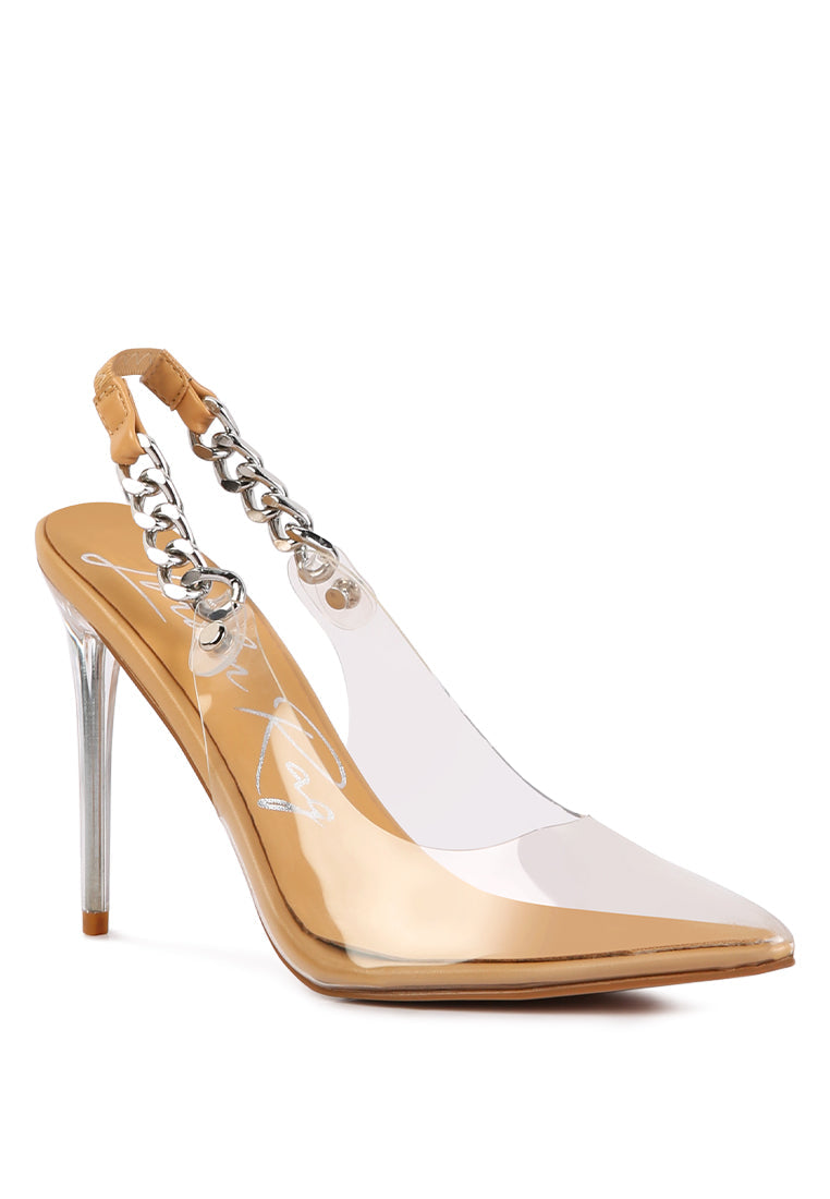 goddess metallic stiletto heel slingback sandals - Horizon Bliss