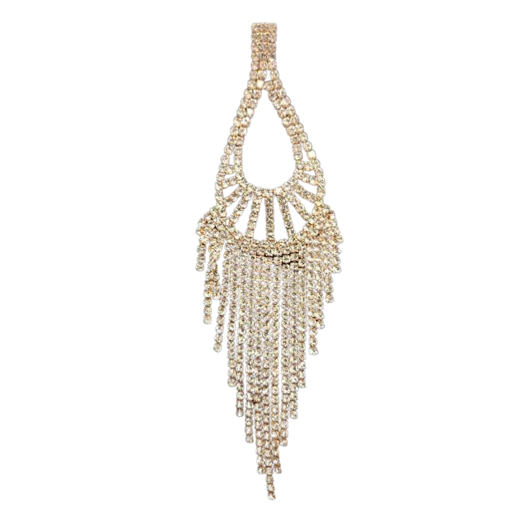 RHINESTONE TEARDROP FRINGE EARRINGS - Horizon Bliss