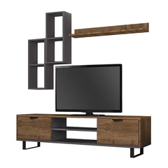 TV Stand CARRIBIC Walnut - Grey 160x35x40cm - Horizon Bliss