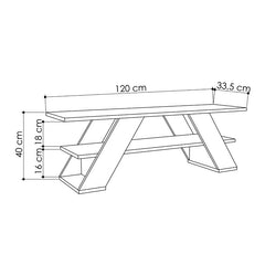 TV Stand SWEDEN Ancient White 120x33,5x40cm - Horizon Bliss