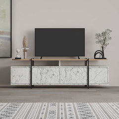 TV Stand HEIKO White Marble Effect 160x35,6x48cm - Horizon Bliss