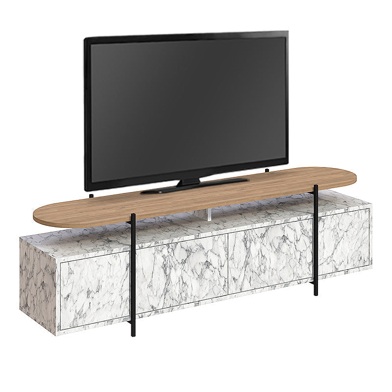 TV Stand HEIKO White Marble Effect 160x35,6x48cm - Horizon Bliss