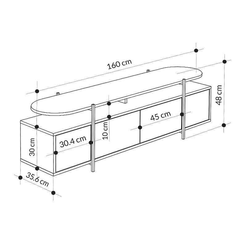 TV Stand HEIKO White Marble Effect 160x35,6x48cm - Horizon Bliss