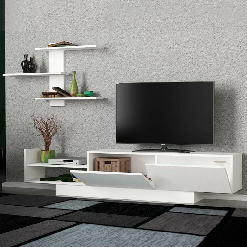 TV Stand LARY White 180x32x40cm - Horizon Bliss