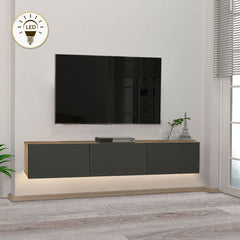 Wall TV Stand CLAUDIA with LED Oak - Anthracite 180x295x295cm - Horizon Bliss