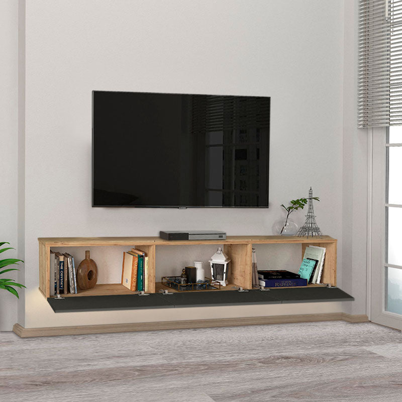 Wall TV Stand CLAUDIA with LED Oak - Anthracite 180x295x295cm - Horizon Bliss