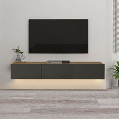 Wall TV Stand CLAUDIA with LED Oak - Anthracite 180x295x295cm - Horizon Bliss