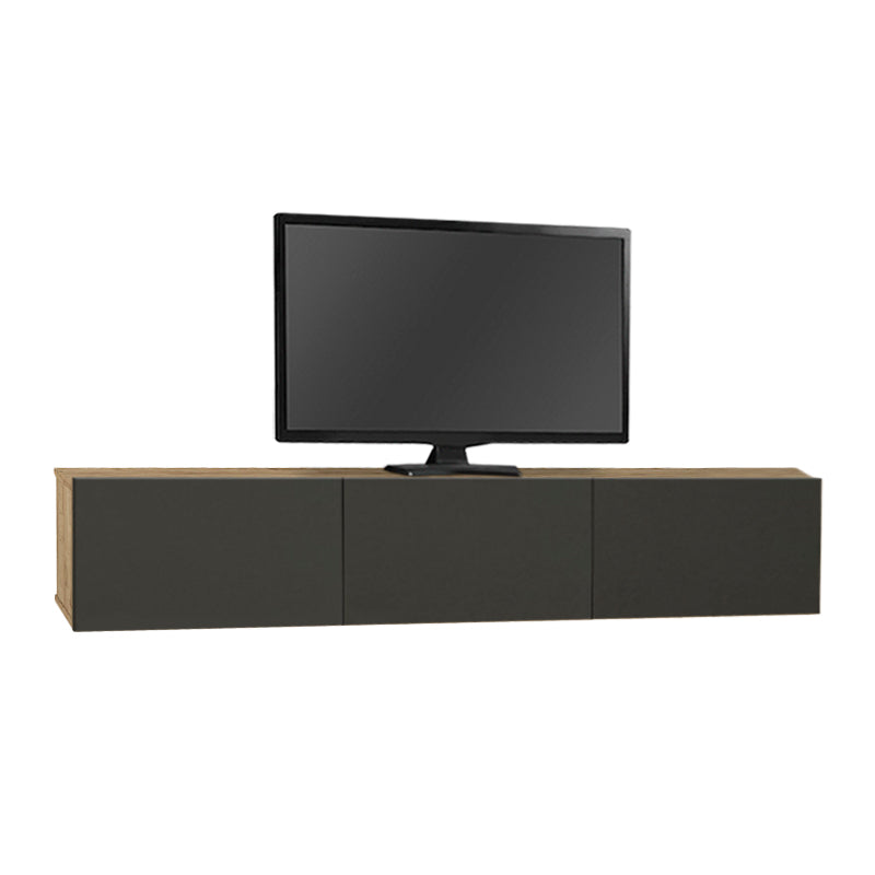 Wall TV Stand CLAUDIA with LED Oak - Anthracite 180x295x295cm - Horizon Bliss