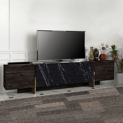 TV Stand ANDY Black - Black Marble Effect - Horizon Bliss