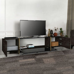 TV Stand ANDY Black - Black Marble Effect - Horizon Bliss