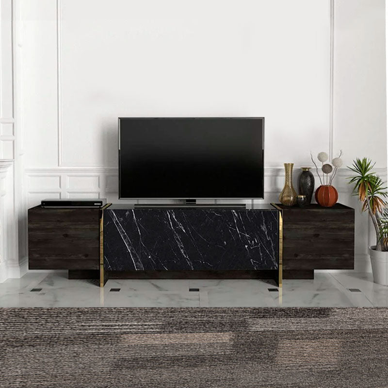 TV Stand ANDY Black - Black Marble Effect - Horizon Bliss