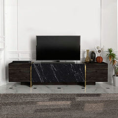 TV Stand ANDY Black - Black Marble Effect - Horizon Bliss