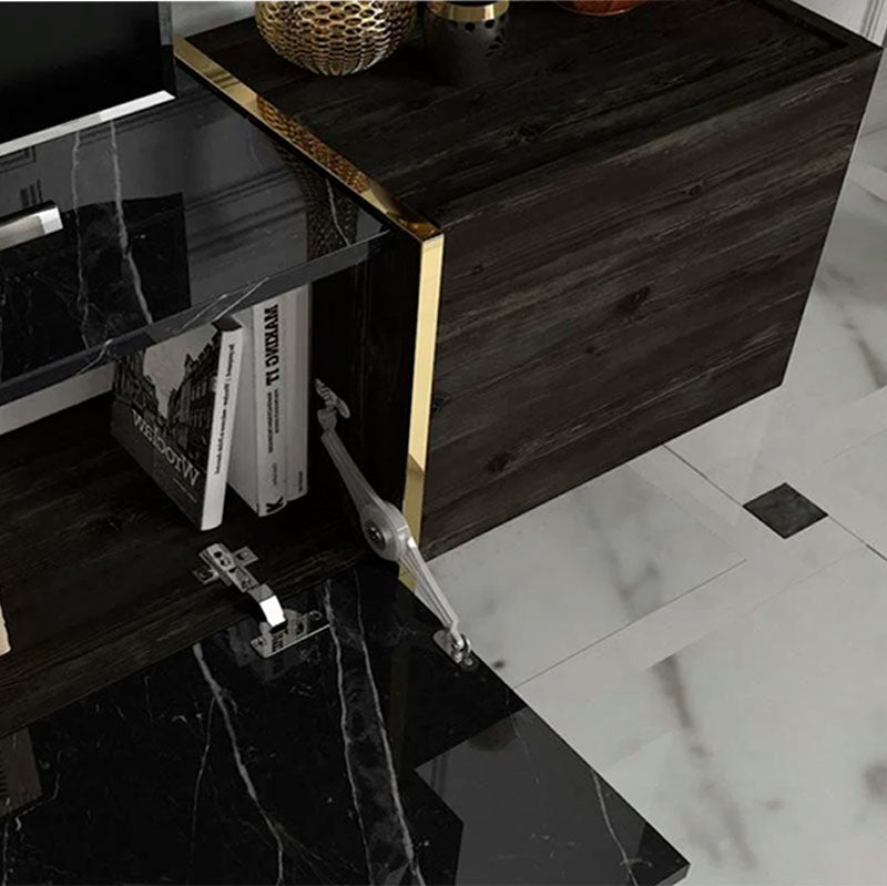 TV Stand ANDY Black - Black Marble Effect - Horizon Bliss