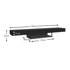 Wall TV Stand CARUSSO with LED Black 150x296x22cm - Horizon Bliss